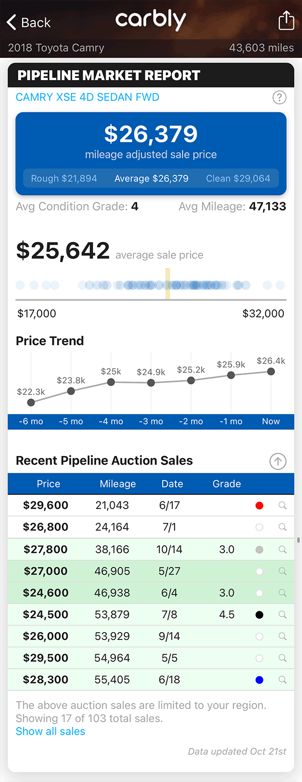 Pipeline Market Report in Carbly screenshot