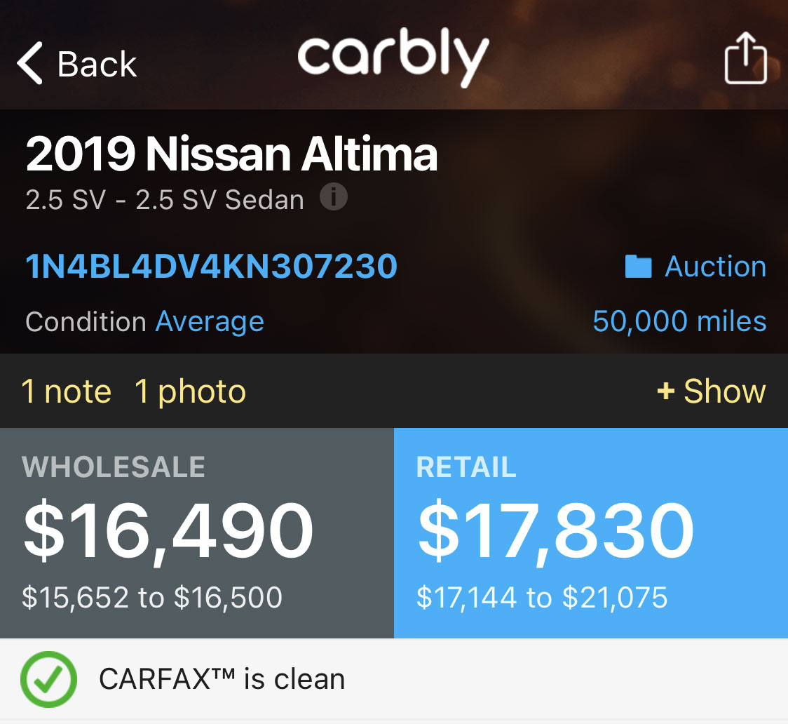 CARFAX in Appraisal Assistant