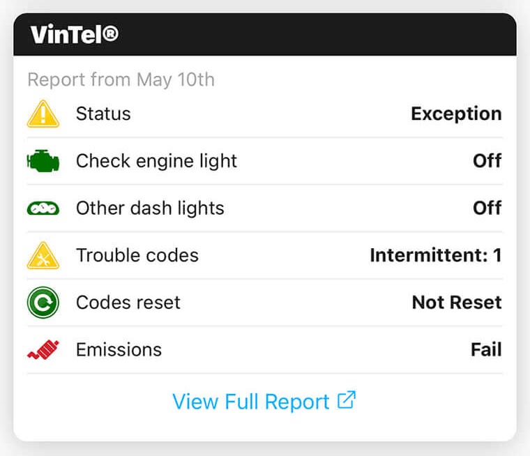 VinTel<sup>®</sup> Vehicle Report